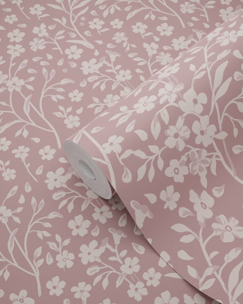 ESTAhome Tapete Blumen Altrosa - 53 cm x 10.05 m - 131133