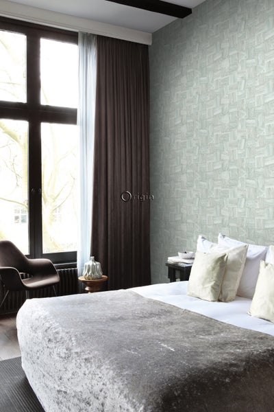 Origin Wallcoverings Tapete quadratische Holzstücke Hell Graugrün - 53 cm x 10.05 m - 347516