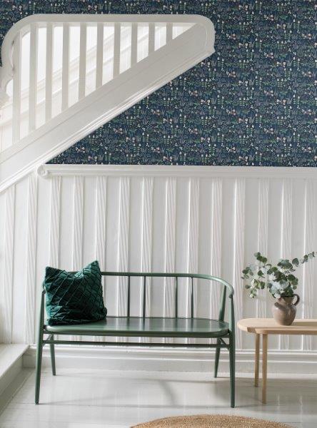 Borastapeter Tapete Blumen Graublau - 53 cm x 10.05 m - 660420