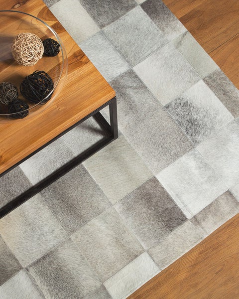 Teppich ALACAM Grau 160 x 230 cm Echtleder