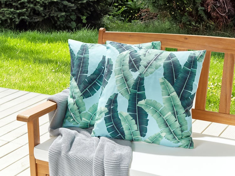 Gartenkissen 2er Set BOISSANO Pflanzenmuster 45 x 45 cm Grün