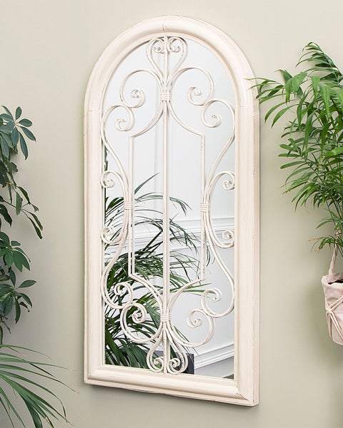Wandspiegel CAMPEL 49 cm 97 cm Metall Creme