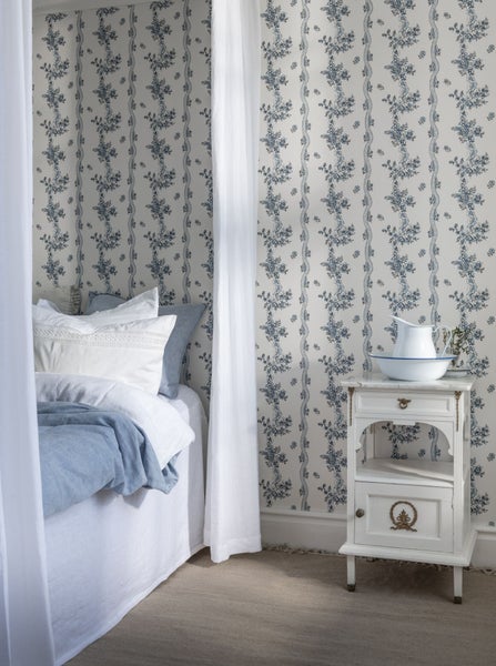 Duro Tapete Blumen Graublau - 53 cm x 10.05 m - 661174