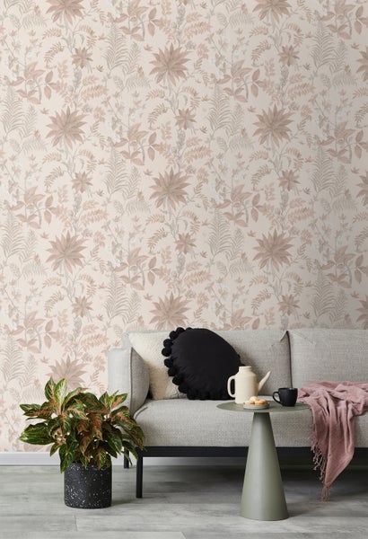 Sanders und Sanders Tapete tropische Blätter Terrakotta und Beige - 53 cm x 10,05 m - 640726