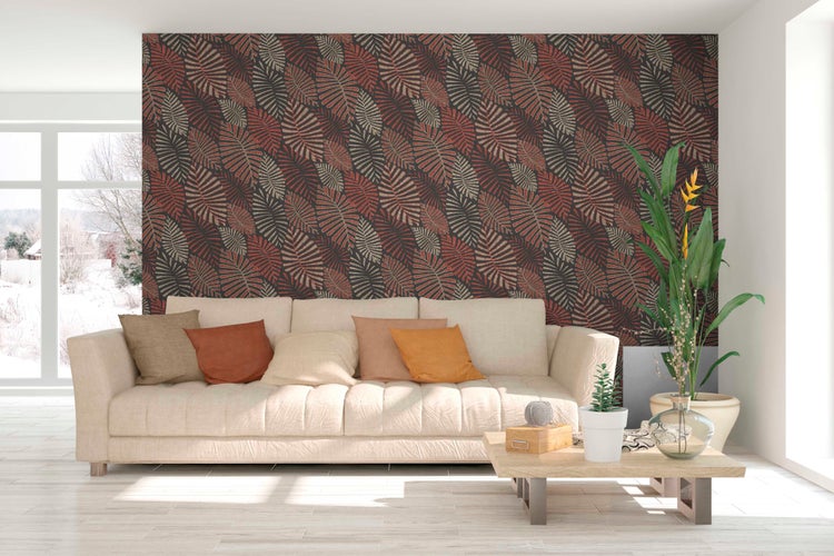 Sanders und Sanders Tapete Blätter Terrakotta - 53 cm x 10 m - 640503