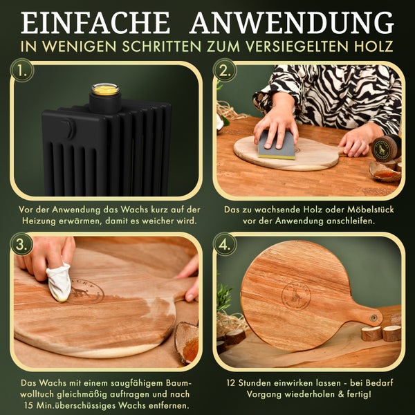 Anleitung zur einfachen Anwendung von Holzwachs in vier Schritten