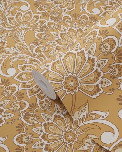 ESTAhome Tapete Blumenmuster Braun - 50 x 900 cm - 131089