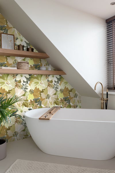 ESTAhome Tapete Blumen Olivgrün - 50 x 900 cm - 131262