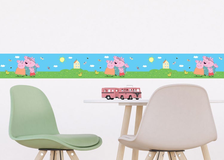 Wandbordüre mit Peppa Pig Motiv im Kinderzimmer