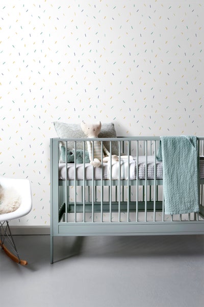 Sanders und Sanders Tapete Konfetti Gelb, Blau und Weiß - 53 cm x 10 m - 640447