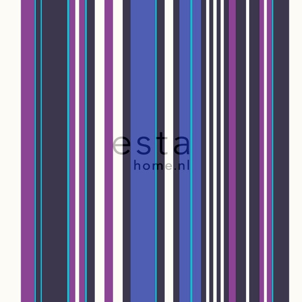 ESTAhome Tapete Streifen Lila und Blau - 53 cm x 10.05 m - 116536