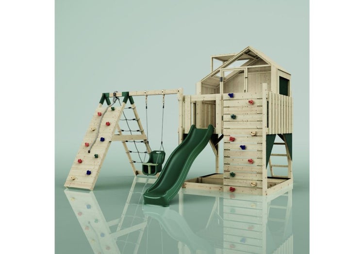 PolarPlay Spielturm Anika aus Holz in Grün Babyschaukel