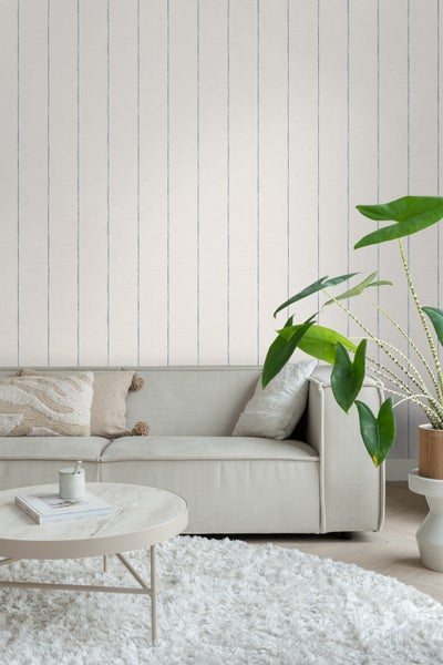 Sanders und Sanders Tapete gemalte Streifen Blau und Weiß - 53 cm x 10,05 m - 640766