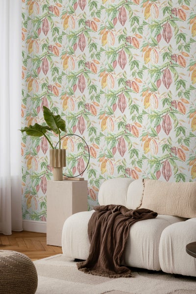 Sanders und Sanders Tapete Blätter Grün, Grau und Terrakotta - 53 cm x 10 m - 640219
