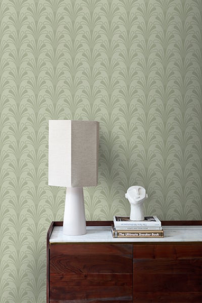 Origin Wallcoverings Tapete Art Decó Muster Graugrün - 50 x 900 cm - 347970