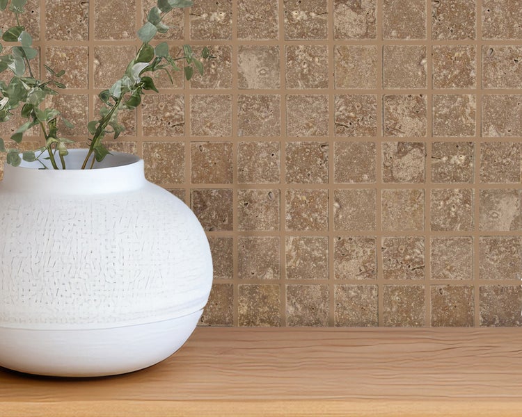 Wohnrausch Natursteinmosaik Travertin NOCE 4,8 x 4,8 cm, getrommelt, braun
