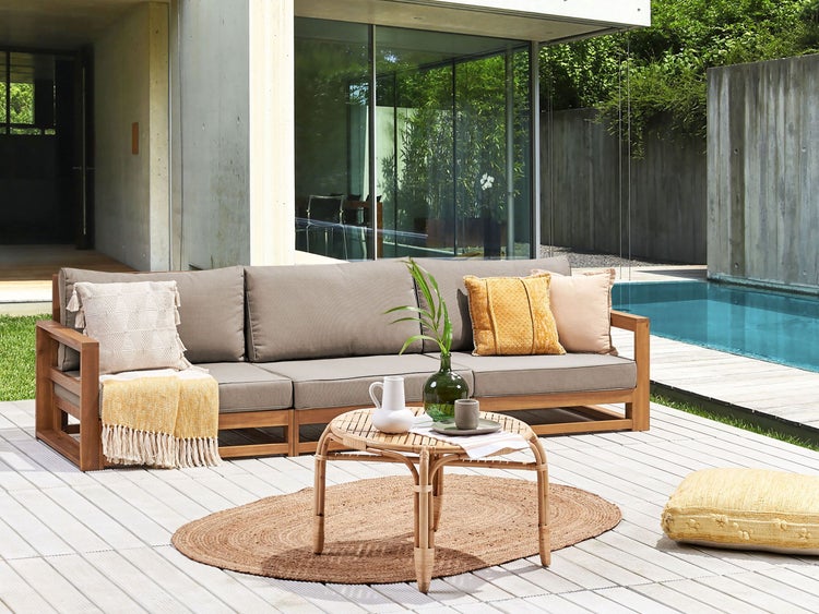 Gartensofa 3-Sitzer TIMOR modular zertifiziertes Akazienholz Hellbraun