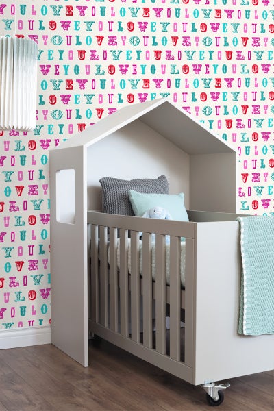 ESTAhome Tapete love you - Sprüche Türkis und Rosa - 53 cm x 10.05 m - 136832