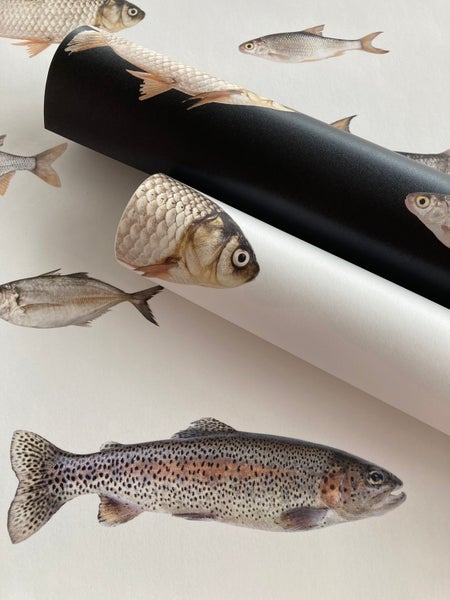 ESTAhome Tapete Fische Grau - 50 x 900 cm - 139364