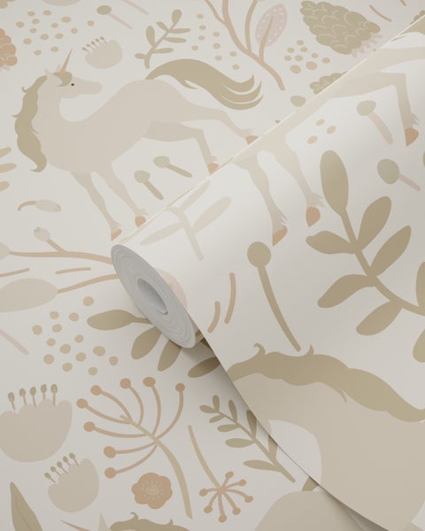 ESTAhome Tapete Einhörner Beige und Terrakottarosa - 53 cm x 10.05 m - 139806