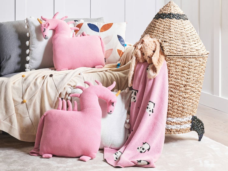 Kinder Dekokissen Einhornmotiv Baumwolle rosa 45 x 45 cm 2er Set LAMMI