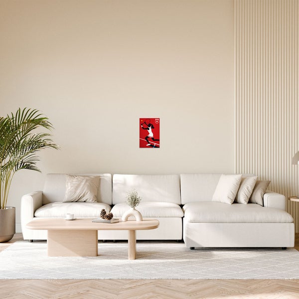 Dekoratives Tennis Poster über Sofa im Wohnzimmer