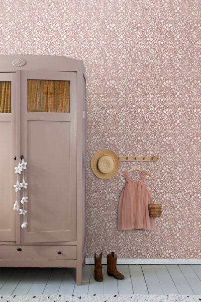 ESTAhome Tapete Blumen Altrosa - 50 x 900 cm - 131255