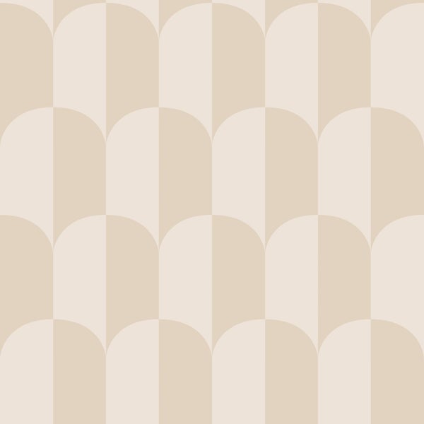 ESTAhome Tapete Art Decó Muster Beige und Sandbraun - 53 cm x 10.05 m - 139985