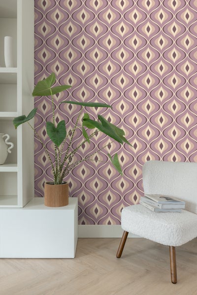 ESTAhome Tapete Retro-Ornamente Violett - 50 x 900 cm - 130988