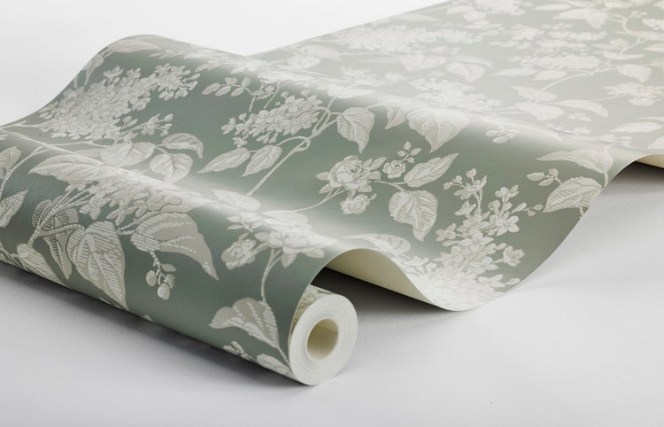 Borastapeter Tapete Blumen Blaugrau und Rosa - 53 cm x 10.05 m - 662669