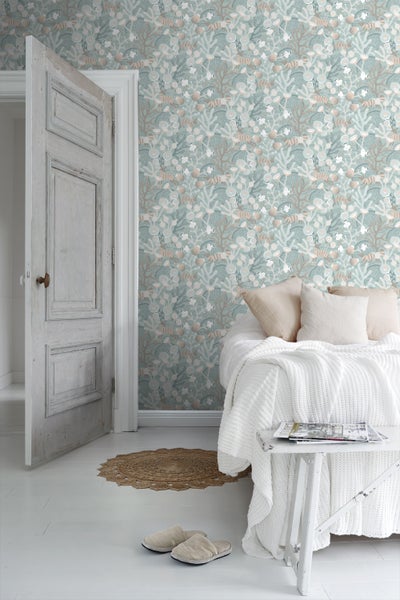 Borastapeter Tapete Koralle Graublau - 53 cm x 10.05 m - 660791