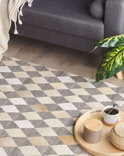 Teppich SESLICE Beige 160 x 230 cm Echtleder