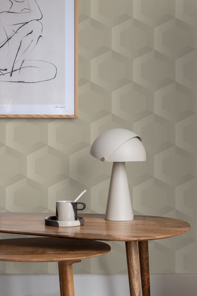Origin Wallcoverings Tapete 3D Wabenmuster Sandbeige - 53 cm x 10.05 m - 348019