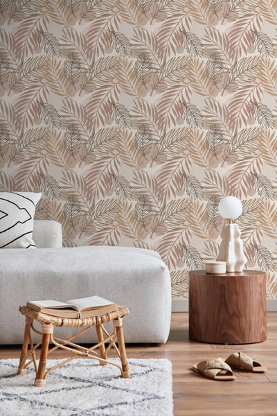 ESTAhome Tapete Blätter Beige - 50 x 900 cm - 139819