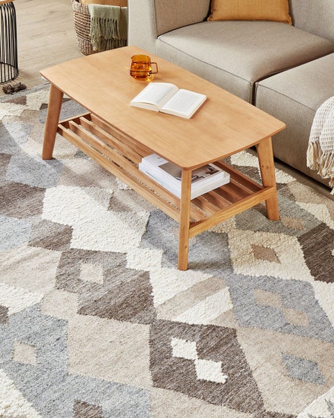 Kelim Teppich Wolle mehrfarbig 160 x 230 cm geometrisches Muster Kurzflor ARALEZ