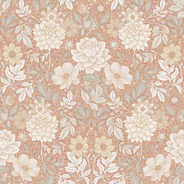 Borastapeter Tapete Blumenmuster im Jugendstil Terrakotta - 53 cm x 10.05 m - 660398