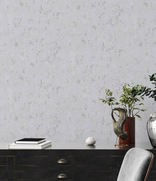 A.S. Création Tapete mit feiner Struktur Grau, Silber und Metallfarbe - 53 cm x 10.05 m - AS-393872