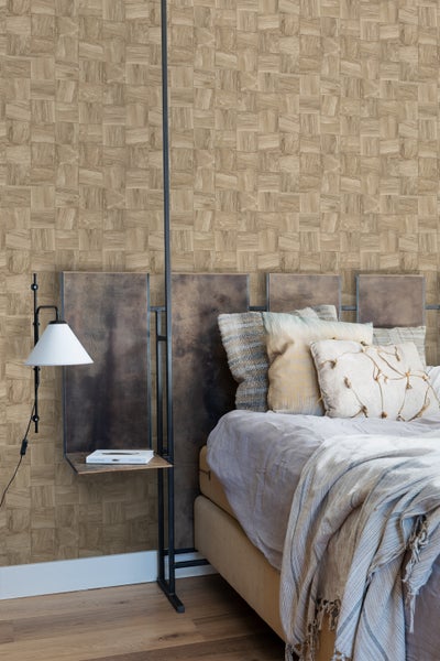 Origin Wallcoverings Tapete quadratische Holzstücke Beige - 50 x 900 cm - 347930