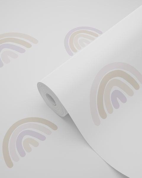 ESTAhome Tapete Regenbogen Violett und Beige und Weiß - 53 cm x 10.05 m - 139683