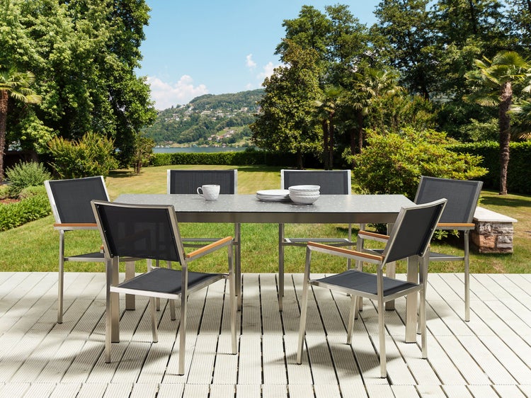 Gartentisch COSOLETO 180 cm 90 cm Glas Schwarz