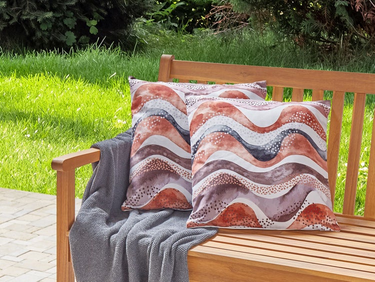 Gartenkissen 2er Set SEBORGA Abstraktes Muster 45 x 45 cm Braun
