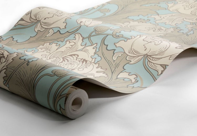 Borastapeter Tapete Blumen Hellblau und Beige - 53 cm x 10.05 m - 660076