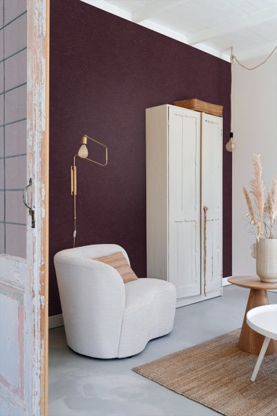 ESTAhome Tapete 3d Wellenförmige Linien Aubergineviolett - 50 x 900 cm - 131367