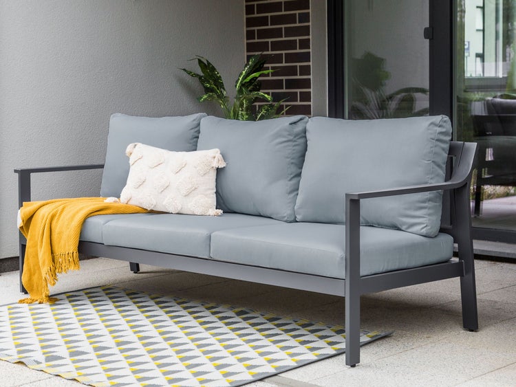 Gartensofa 3-Sitzer KIATO Metall Dunkelgrau