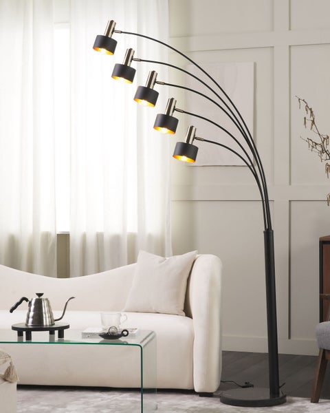Stehlampe ANBESA verstellbar Metall Schwarz