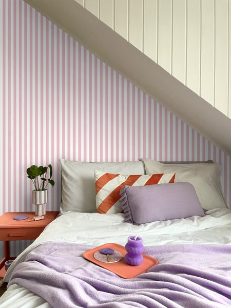 ESTAhome Tapete Streifen Rosa und Weiß - 50 x 900 cm - 130951