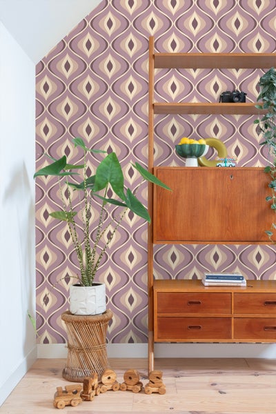 ESTAhome Tapete Retro-Ornamente Violett - 50 x 900 cm - 130988