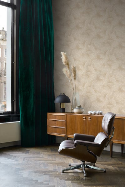 Origin Wallcoverings Tapete 3D Muster Blätter Beige - 0.53 x 10.05 m - 348006