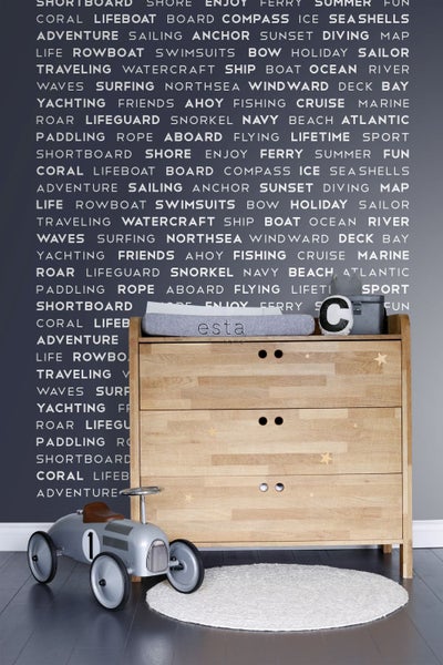 ESTAhome Fototapete maritime Texte Blau - 1,86 x 2,79 m - 158845