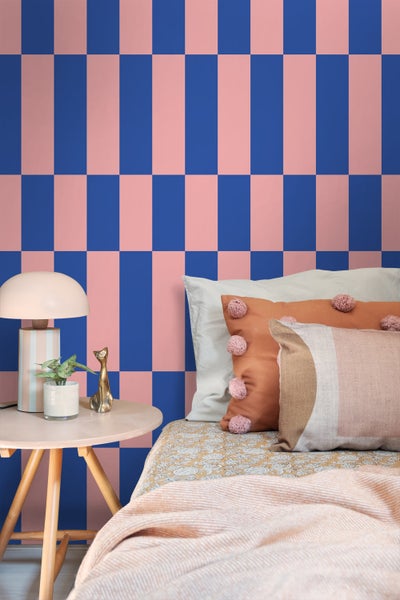 ESTAhome Tapete Streifen Rosa und Königsblau - 50 x 900 cm - 130921